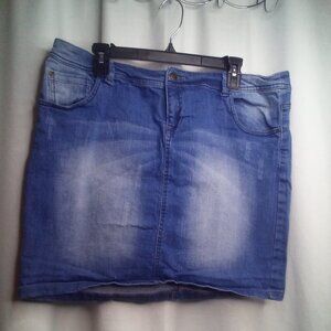 Promod Denim Skirt 16 Women Short Stretch Pockets Blue